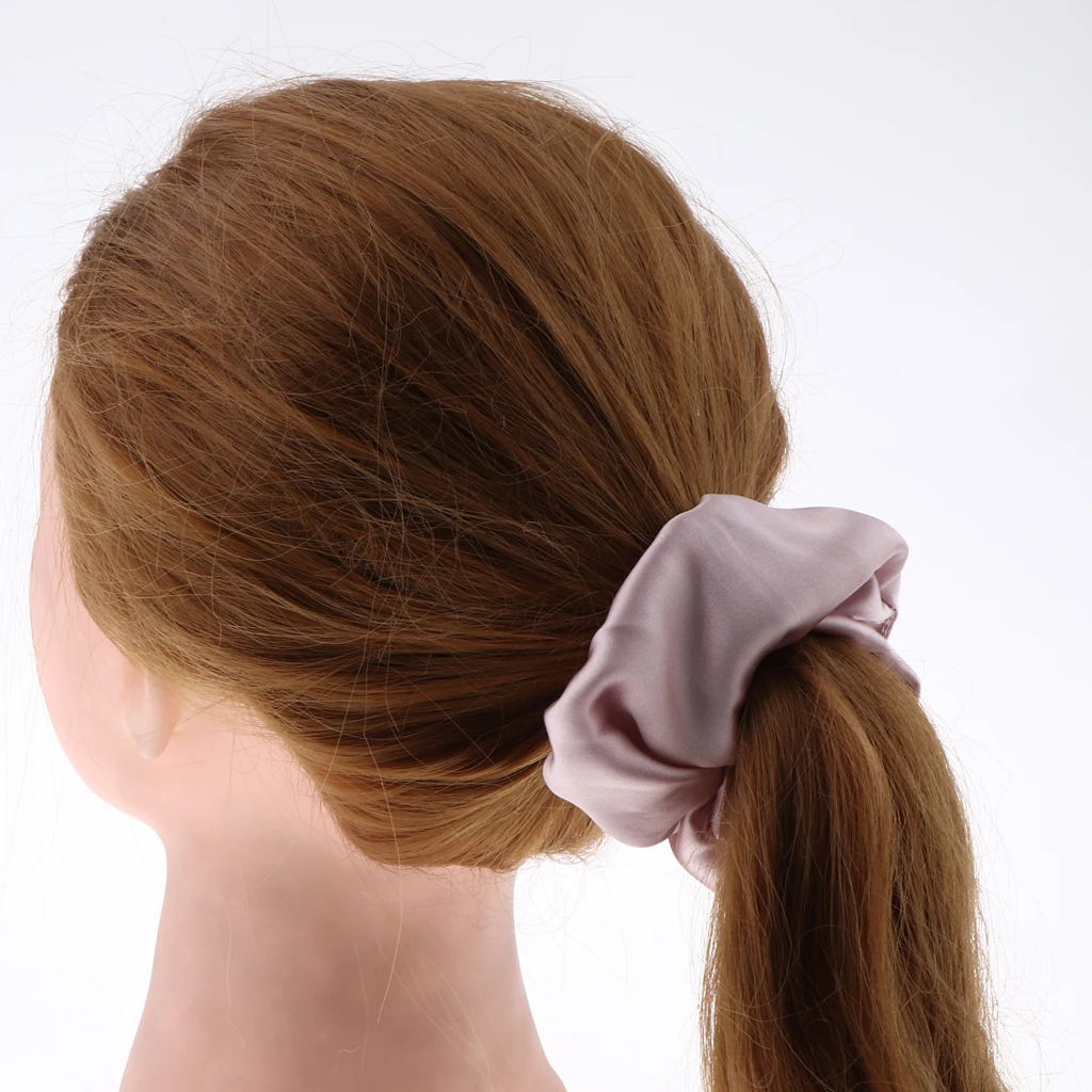 100% Silk Hair Scrunchies Elastic Hair Band Soft Bobble Hair Tie Ponytail Holder Hair Accessory for Women Ladies Girls