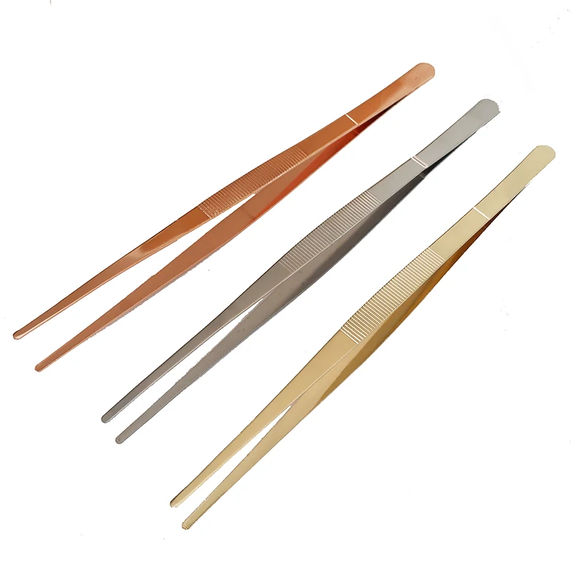 Stainless Steel Kitchen Seafood & bar Tweezer Food Tongs Tool Garnish Tongs Bar Accessories Copper/Gold Plated