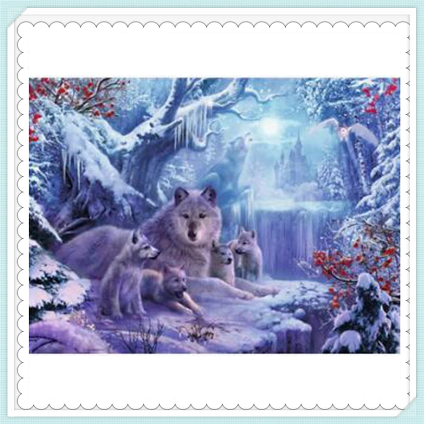 Snow wolf Picture DIY Painting By Numbers Acrylic Paint HandPainted Oil On Canvas For Home Decor YF1510 | Дом и сад