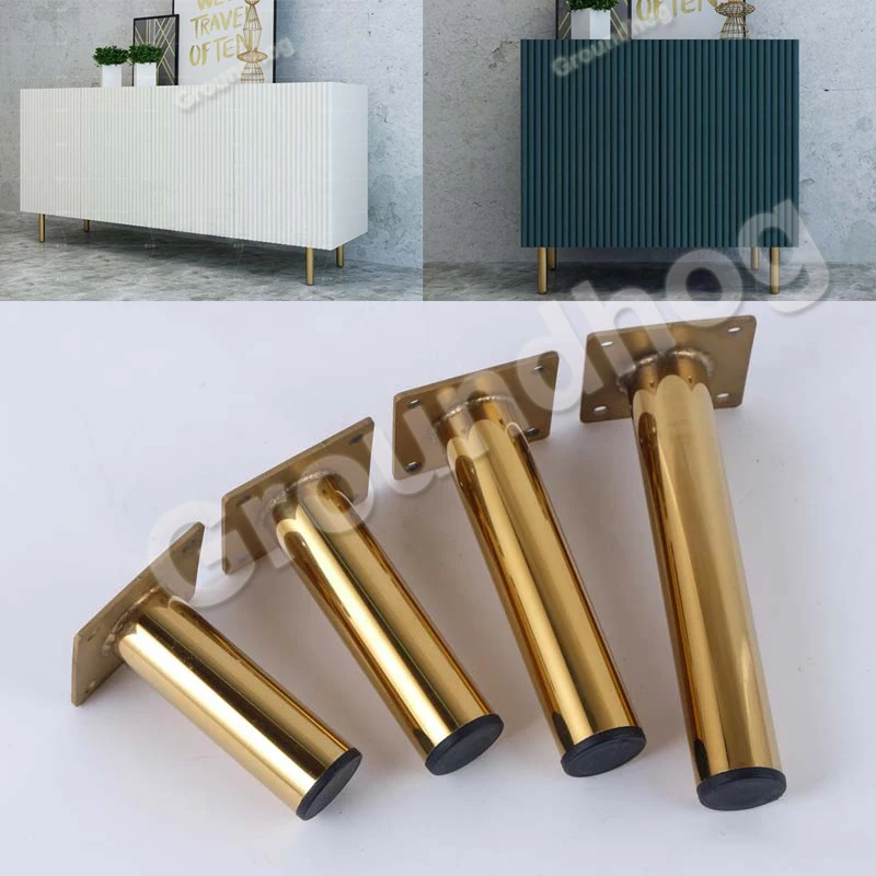 4pcs Stainless Furniture table legs Load 900KG TV Round shape Cabinet Foot Sofa Leg Hardware Cabinet feet Length 10/12/15/18CM