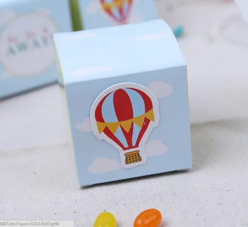 

100 x European Syle Light Blue Square Ballon Style Wedding Favors Candy Boxes Party Paper Gifts Box Chocolate Boxes