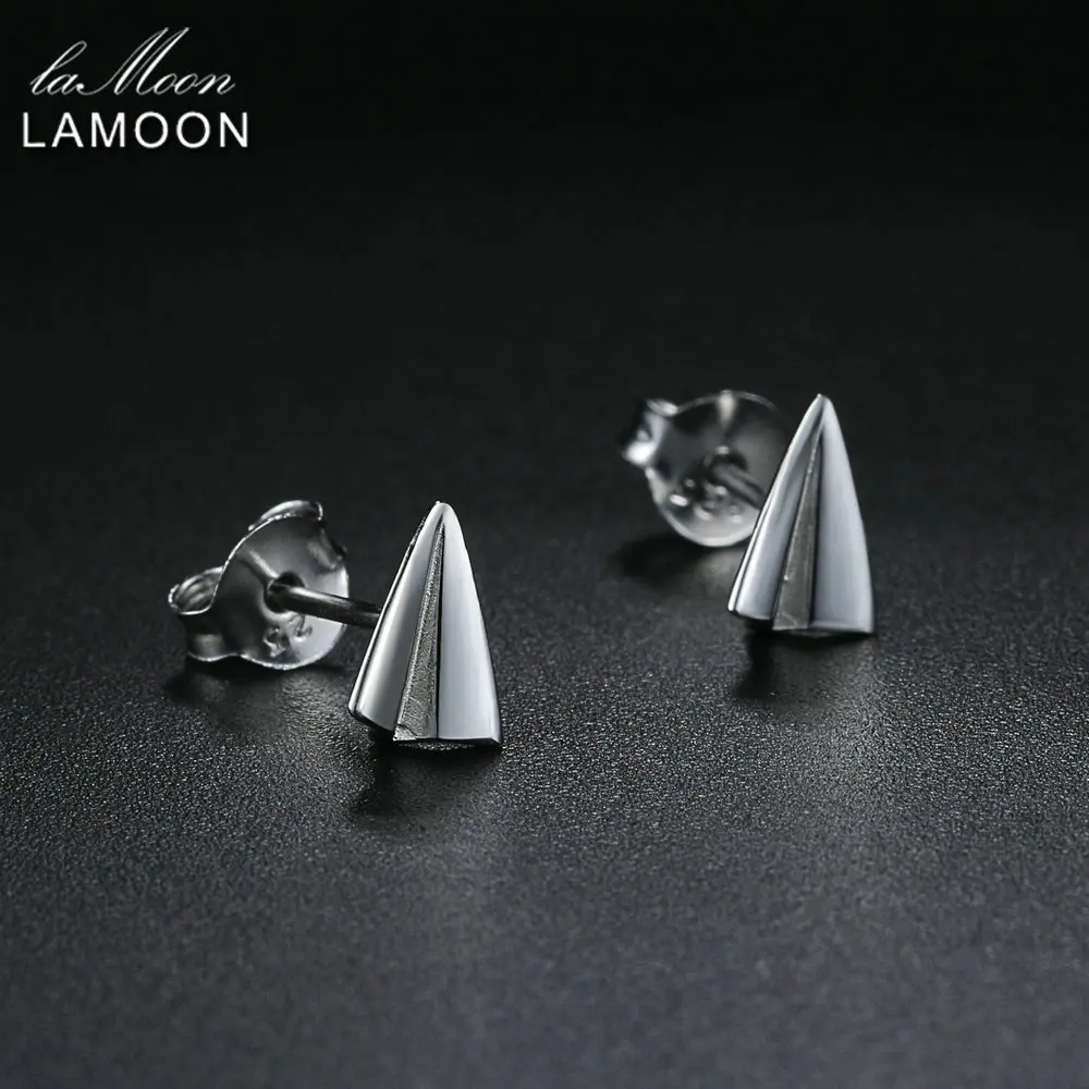 LAMOON 2018 NewFashion Airplane Shaped 100% Real 925-Sterling-Silver Stud Earrings S925 Fine Jewelry For Women Girl Gift LMEY161