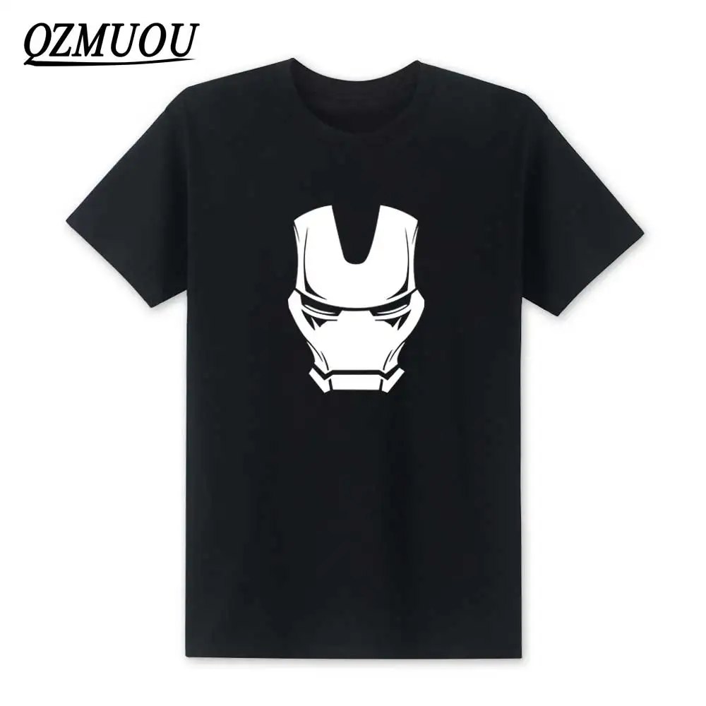 

2019 New Fashion Ironman Mask T Shirt Men Short Sleeve Cotton O-neck Super hero Iron Man's T-shirt Top High Quality Size XS-XXL