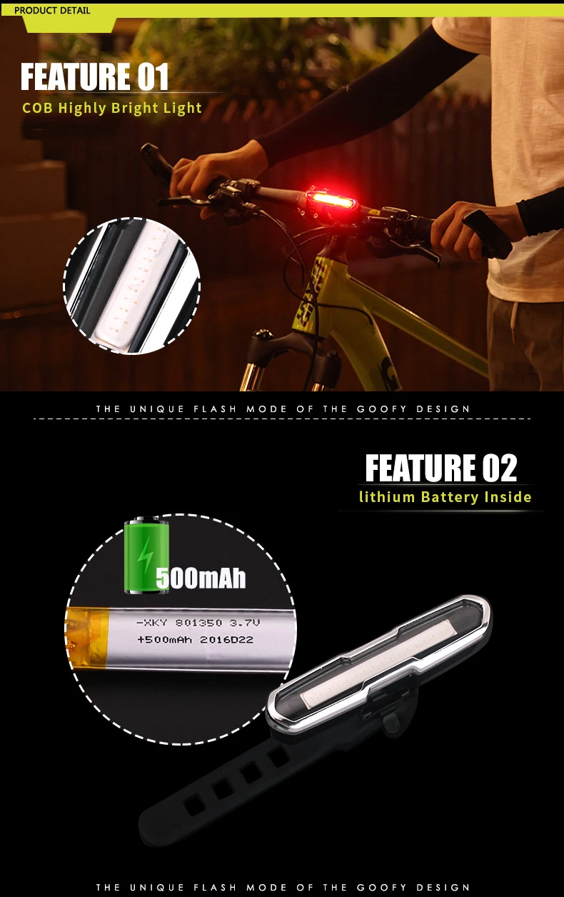 Discount USB Rechargeable Front Rear Bicycle Light Lithium Battery LED Bike Taillight Cycling Helmet Light Lamp Mount Bicycle Accessories 10
