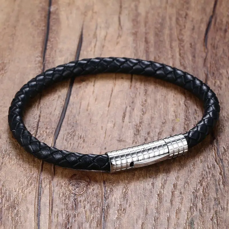 Braided Leather Cuff Bracelet For Men 8 Inches - Kool Stuff