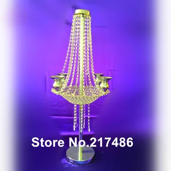 

new Gold Metal Candle Holders Stand Flowers Vase Candlestick Road Lead Candelabra Centre Pieces Wedding Deco 00050