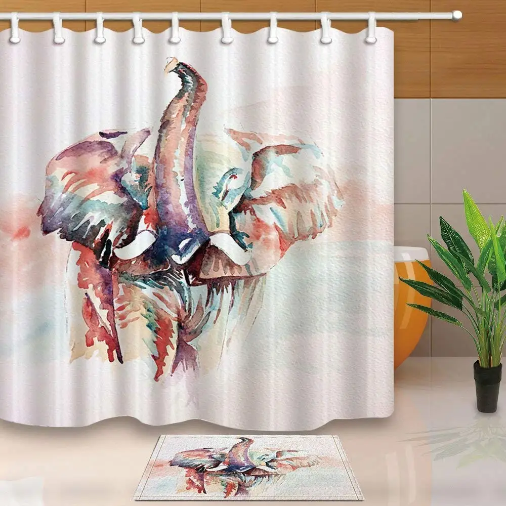 Africa Decor, Watercolor Grassland Wildlife Elephant White Backdrop