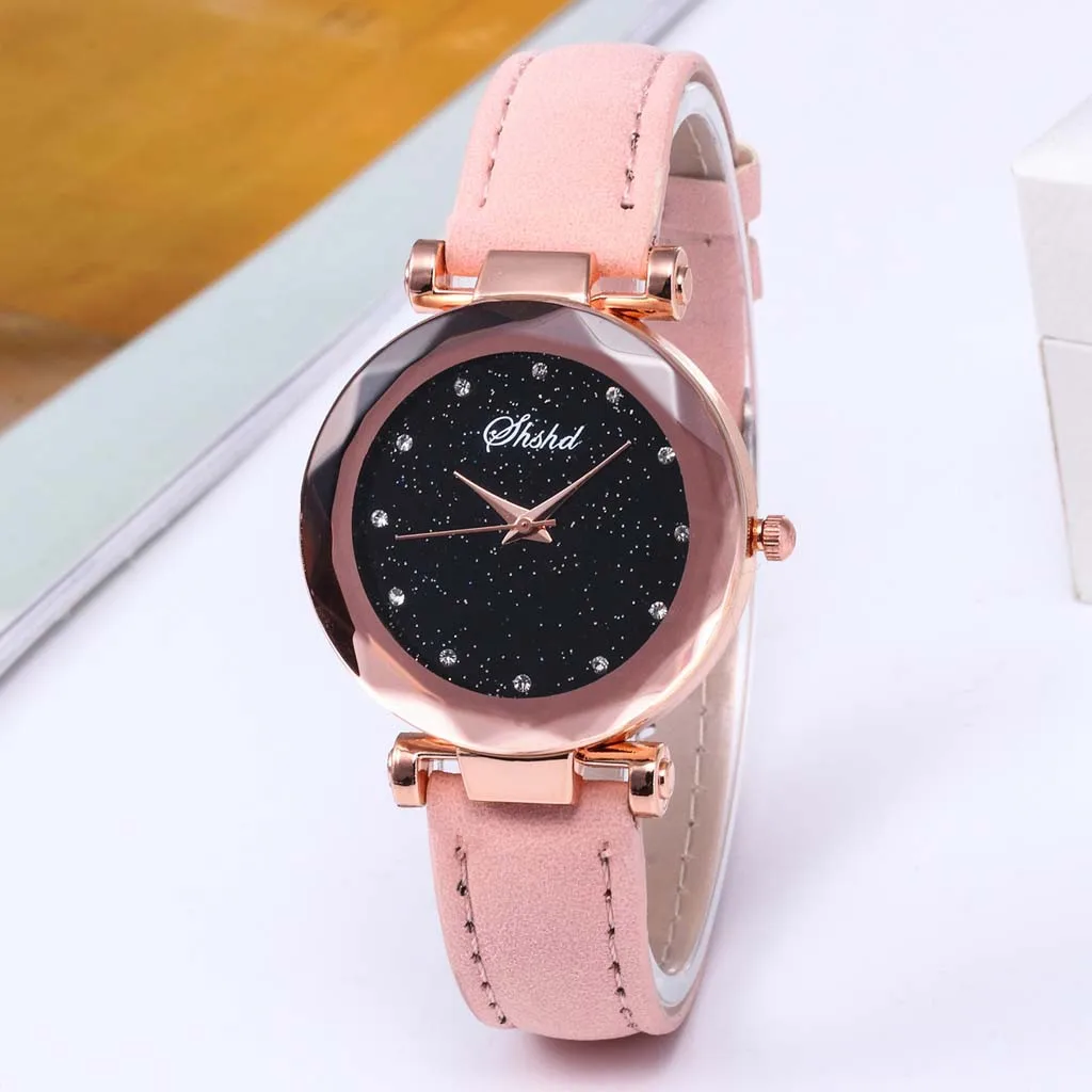 

Ladies Designer Watches Luxury Watch Women 2019 Fashion Luxury Inlay Diamond Starry Dial Quartz Leather Belt Ladies Watch Clock