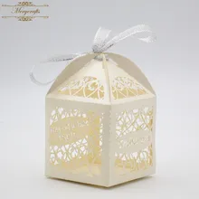 Горячая филигранная Заказная коробка для свадебных сувениров деликатная лазерная резка Подарочная и конфетная коробка со свободными лентами
