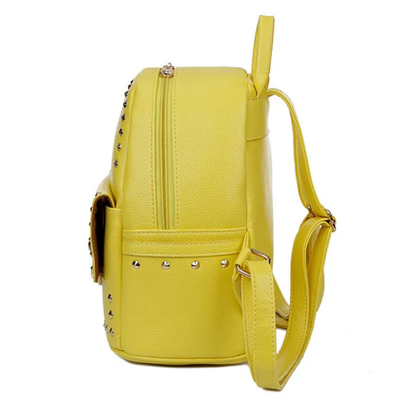 OURCIAO Высокое качество дизайнерские чистые женские рюкзаки женские PU кожаный рюкзак для путешествий сумка с заклепками Ba D400