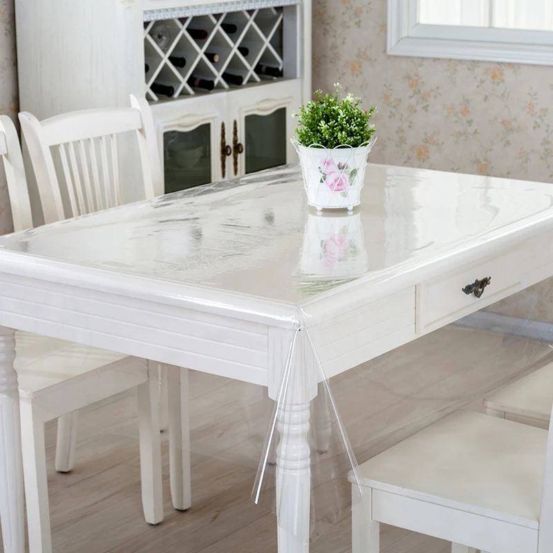 Soft Ultra-thin Drooping Plastic glass PVC transparent tablecloth waterproof Table mat Party table