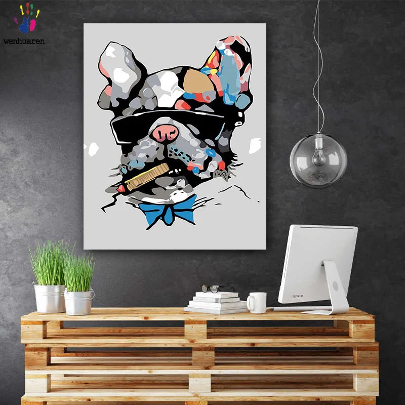 

DIY colorings pictures by numbers with colors Abstract dog painting picture drawing painting by numbers framed Home