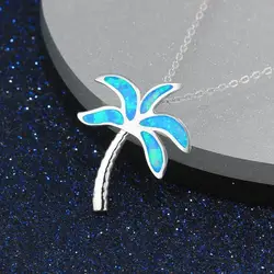 Модное ожерелье-чокер с синим имитацией опала для женщин, серебряное ожерелье с кокосовым деревом для влюбленных, ювелирные изделия в
