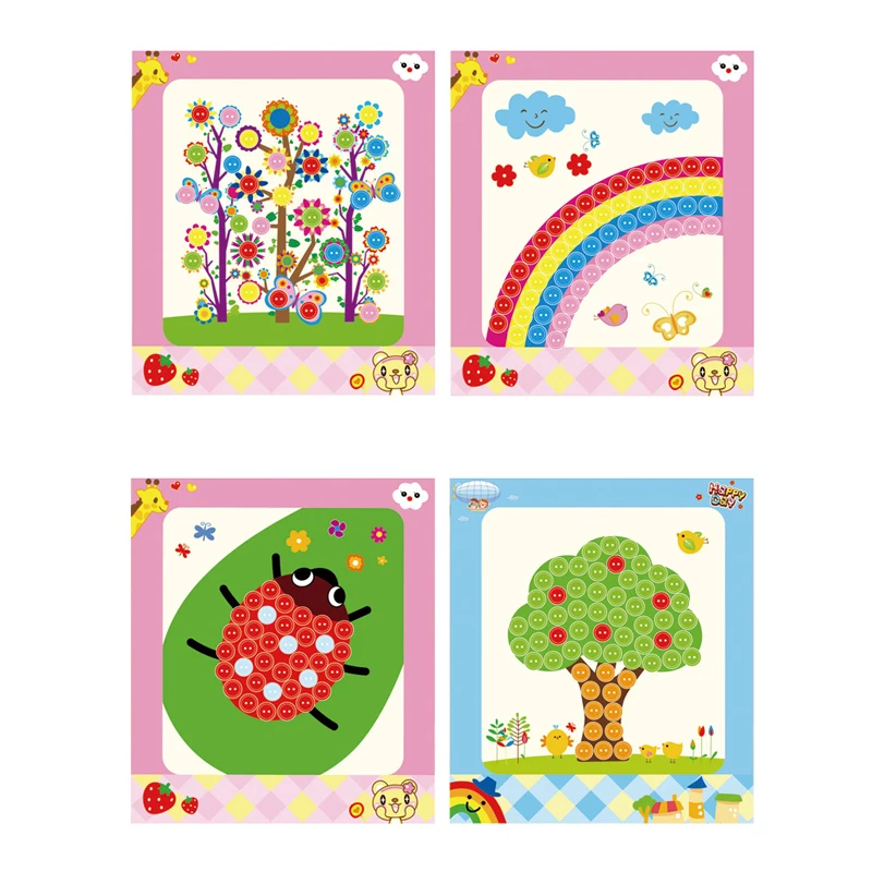 

1pcs baby DIY Button Beads Toys Stickers For Kid Kindergarten Nursery Educational Picture Handmade DIY Arts Toys for Children