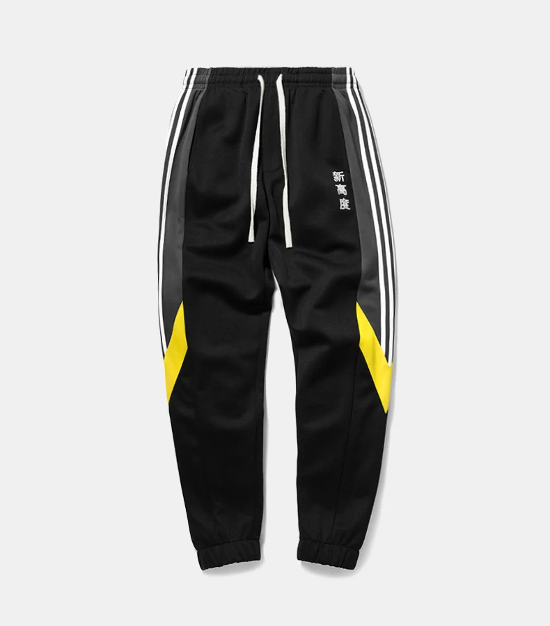 Track Pants Mens Fashion Urban Jumpsuit Joggers Trousers Male Hip Hop Stripe Sweatpants High Quality Color Block Patchwork