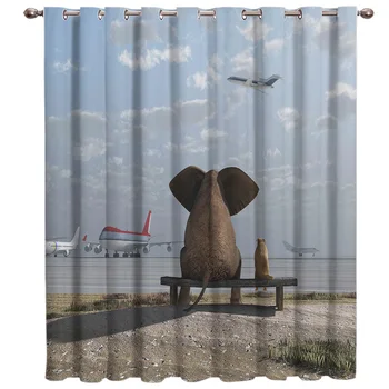 

Africa Indian Elephant Window Treatments Curtains Valance Room Curtains Large Window Living Room Bathroom Curtains Fabric Indoor