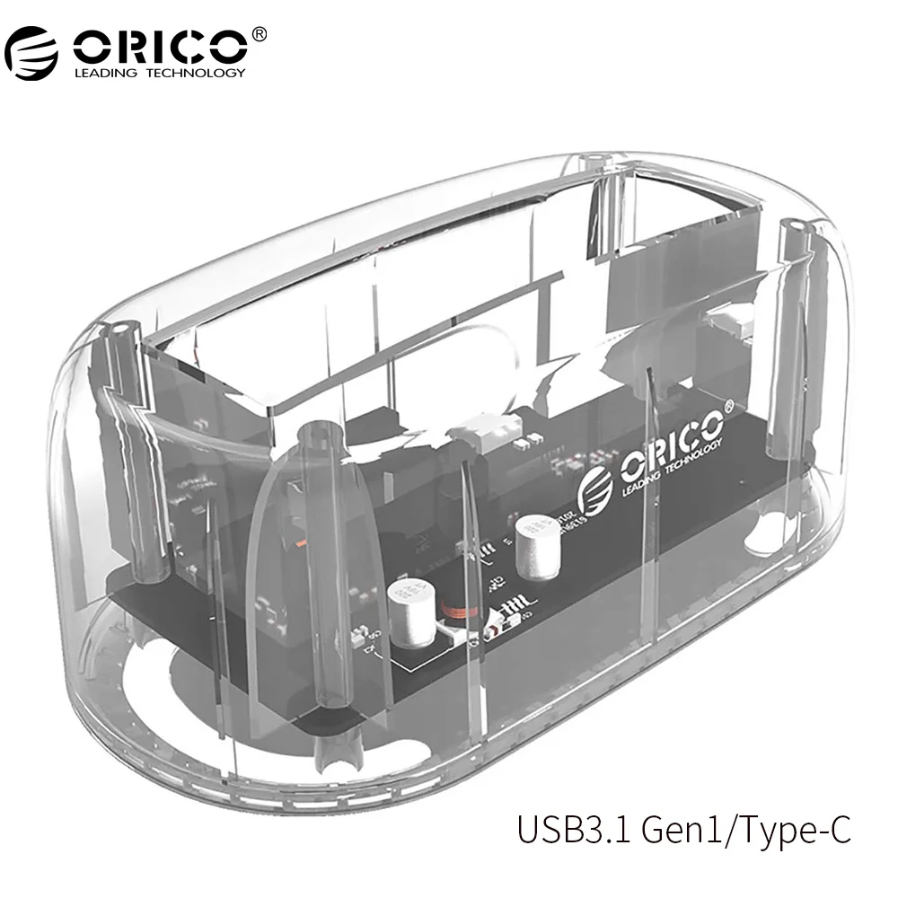 

ORICO 6139C3 2.5/3.5 inch Type-C Transparen Hard drive Enclosure USB3.1 Gen1 Hard Drive Dock 8TB Drives for Mac/Windows/Linux