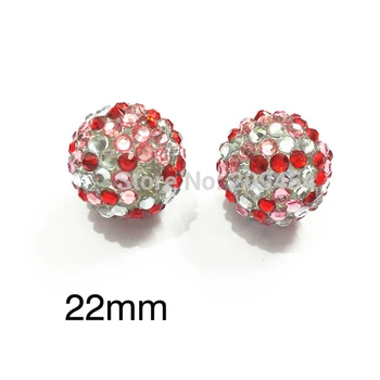 

Newest 22mm Red / Clear / Pink Mixed Resin Rhinestone Ball Beads,Chunky Beads For Kids Jewelry Making