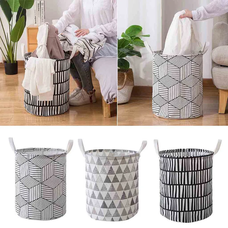 Laundry Hamper Clothes Basket Cotton Waterproof Washing Bag Foldable Toy Storage