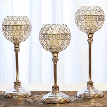 

Creative Iron Candle Holders Goblet Crystal Candlestick Wedding Centerpieces Candelabra Christmas Home Decoration Accessories