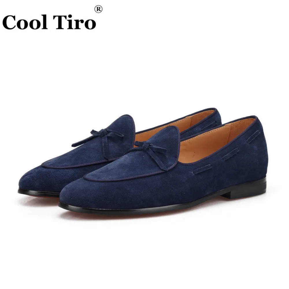 Blue Suede Belgian Loafers Men Dress Shoes (3)