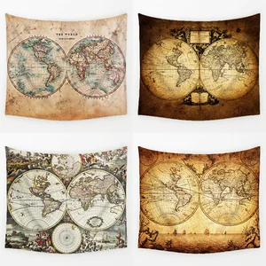 Comwarm винтажное средневековье карта мира серия узор настенный Ренессанс печатная роспись гобелин теплый декор комнаты искусство T113 - изображение