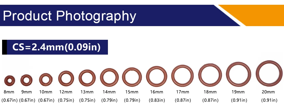 10 шт./лот коричневый Фтор-каучук уплотнительные кольца уплотнения 2,4 мм Толщина 8/9/10/12/13/14/15/16/17/18/19/20 мм OD уплотнительное кольцо кольца шайба