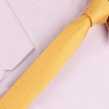 Мужские желтые клетчатые тонкие галстуки Модный Узкий галстук классический деловой галстук для мальчишник SK276