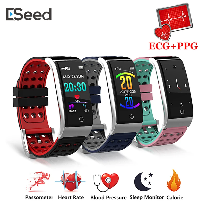 

ESEED E08 ECG PPG Smart Bracelet Fitness tracker Heart Rate Monitor Blood Pressure Watch Wristband for xiao mi band 4 apple