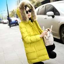 Latest Winter Fashion Women Down jacket Fur collar Hooded Thickening Warm Cotton Coat Big yards Slim Medium Long Coat G1914
