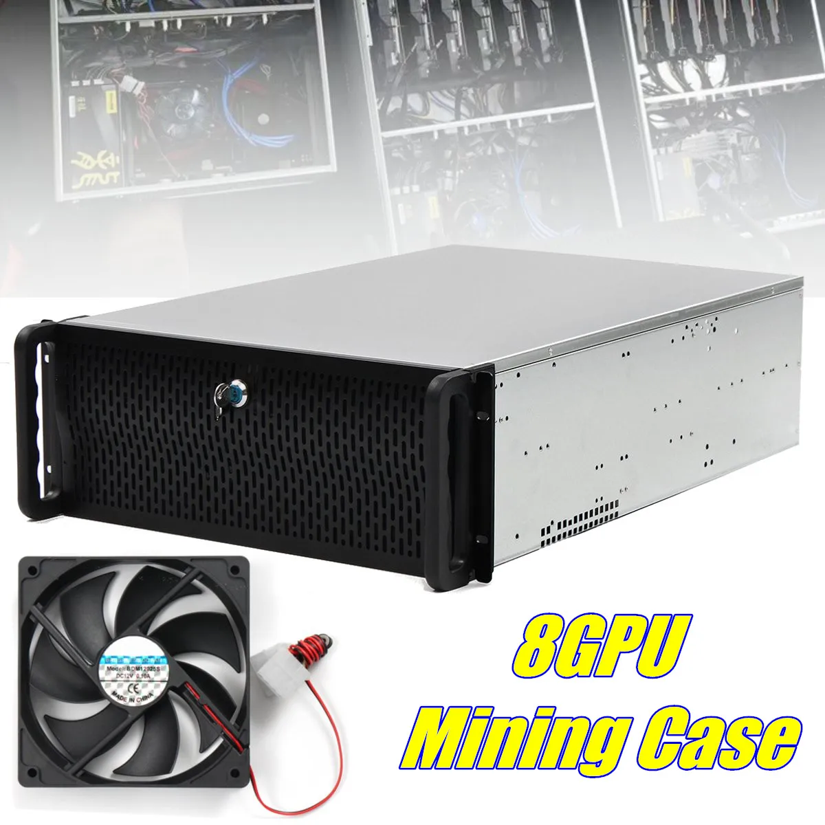 8 GPU 10Fan & Lock Bitcoin Mining Server Frame Rig Graphics Case Ethereum ETH 8 GPU 10Fan & Lock Bitcoin Mining Server Frame Rig Graphics Case Ethereum ETH