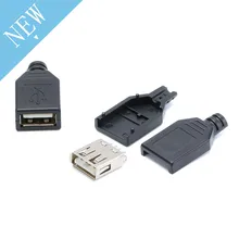 10 шт. Тип у муфтовый стыковочный USB 4 Pin разъем с черной Пластик крышка USB 2,0-соединяющий адаптер, комплектующие детали для автомобиля, DIY Kit