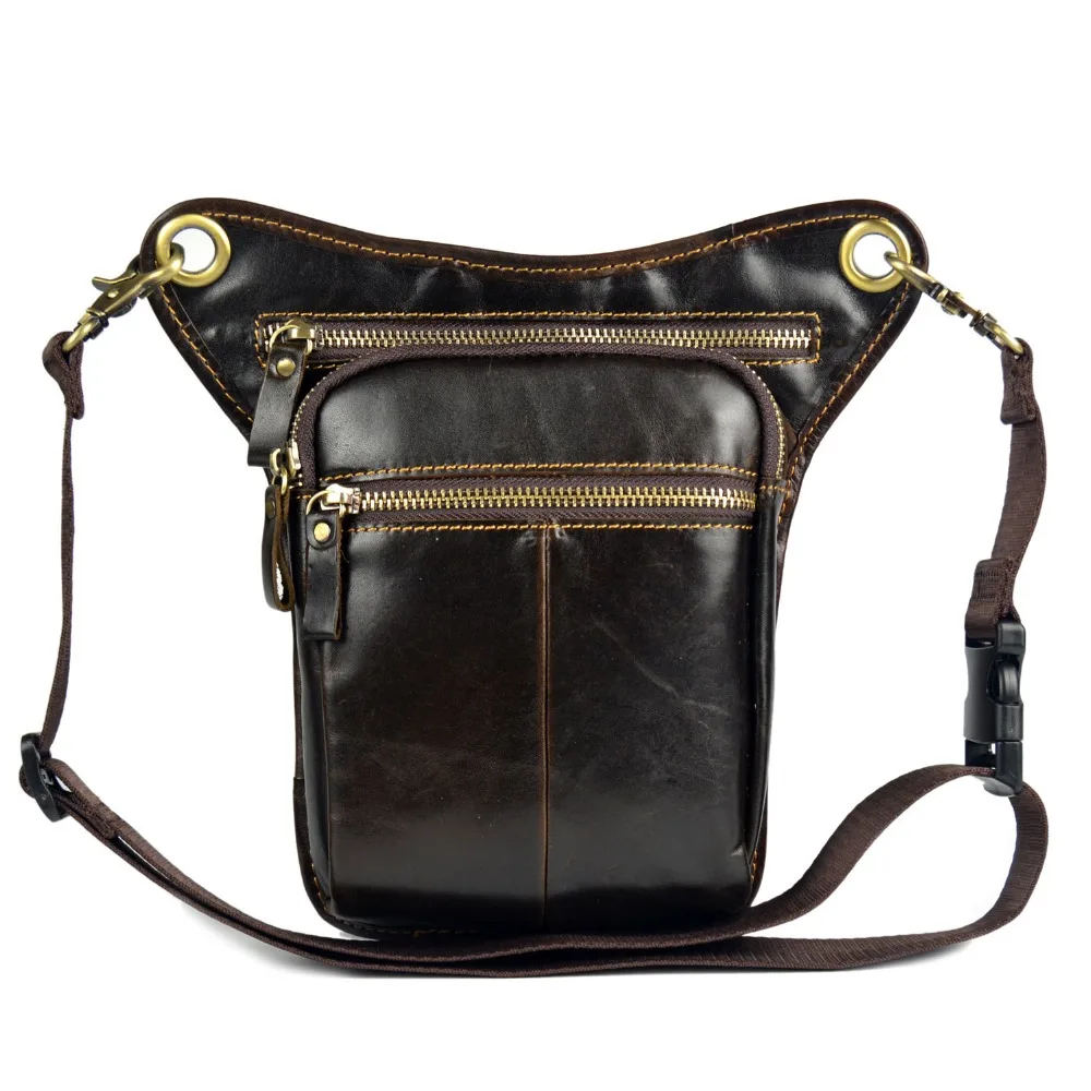 Genuine Leather Travel Motorcycle Riding small Messenger bags for men