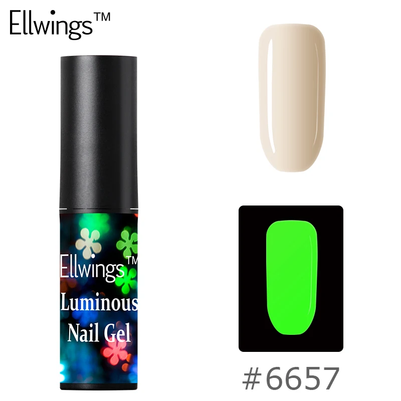 Лак Ellwings лак для ногтей неоновый лак гель для ногтей флуоресцентный Блеск Гель свечение праймер Гель-лак верхнее Базовое покрытие эмалевый гель - Цвет: 6657