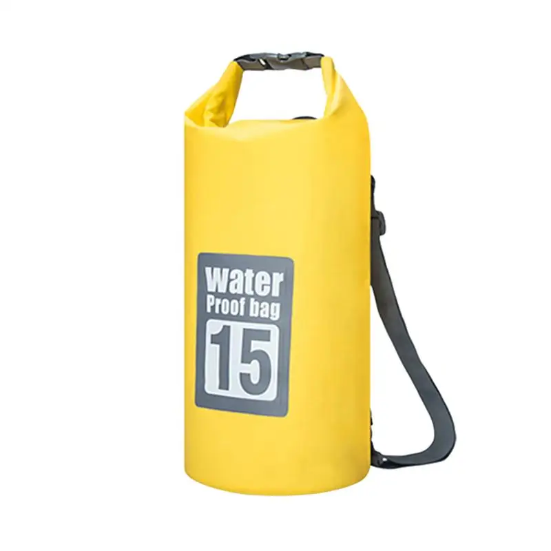 

Waterproof Dry Bag PVC Roll Top Waterproof Backpack Gear Bag for Drifting Boating Rafting Swimming and Camping -Yellow (15L)