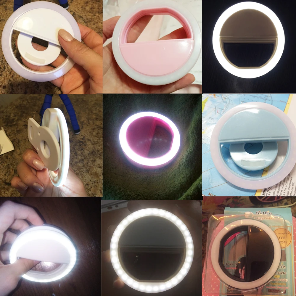 Универсальная лампа для селфи, объектив мобильного телефона, портативное кольцо-вспышка, 36 светодиодов, светящееся кольцо, светильник-клипса для iPhone 8, 7, 6 Plus, samsung