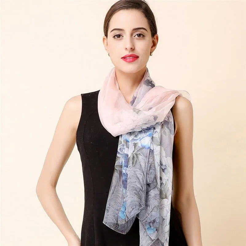 Buy High quality 100 mulberry silk scarf natural real