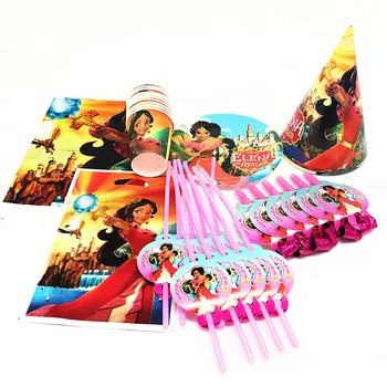 

65pcs/pack Elena of Avalor Theme Disposable Tableware Elena Disposable Plates Cups Straws Tablecloths Birthday Party Supplies