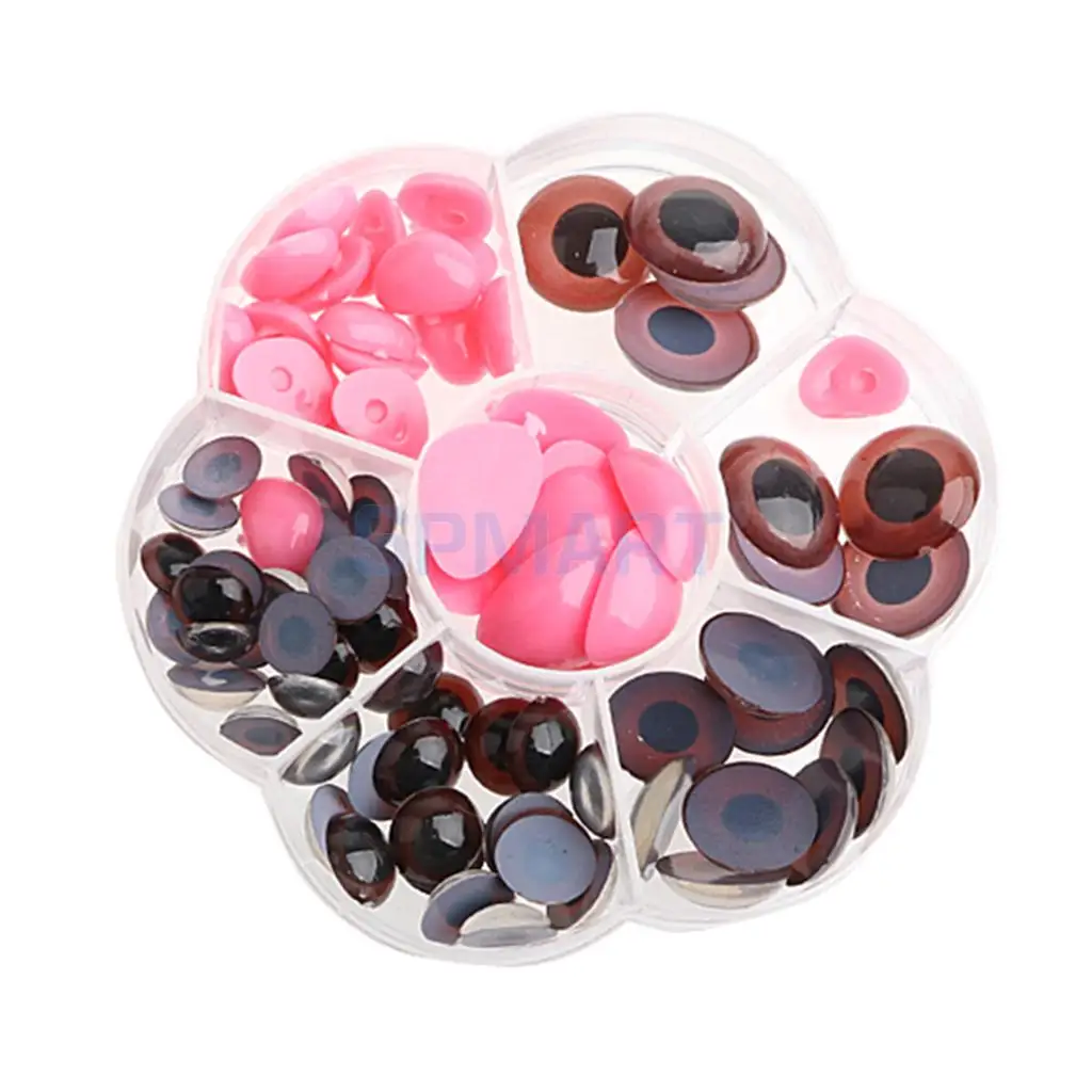 90Pcs Safety Doll Nose Craft Eyes for Animal Doll Puppet Bear Plush Animal Felting Toy Arts Making in Assorted Size - Coffee