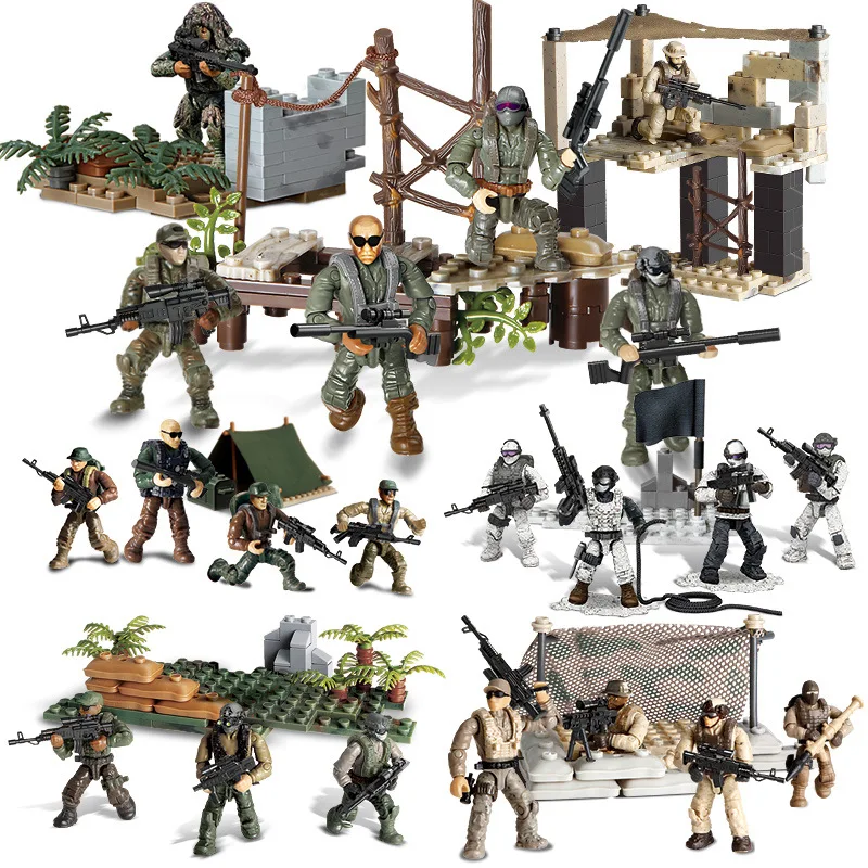 

Compatible of military duty mini SWAT soliders figures Army weapons guns sets model building blocks bricks kit
