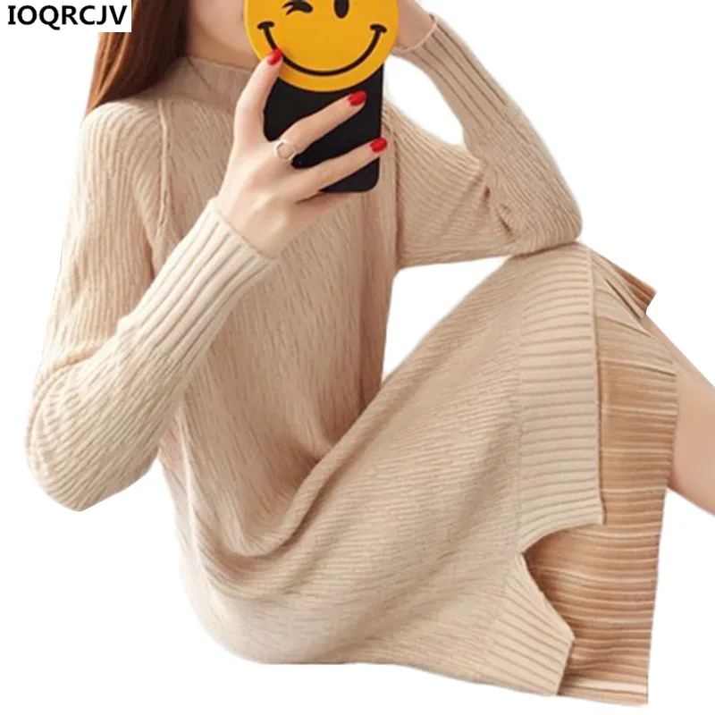 Women Sweaters Dress 2018New Autumn Winter Pullovers Knit Sweater Bottoming Shirt Loose Long-Sleeved Fake Two Sweater Women K820