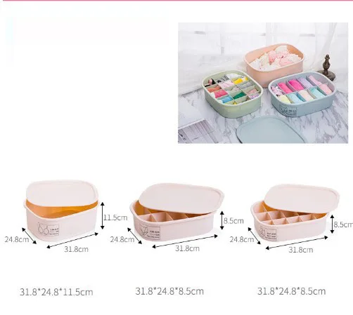 Plastic multi-compartment underwear storage box cover split underwear socks storage box bra underwear packing box (4)