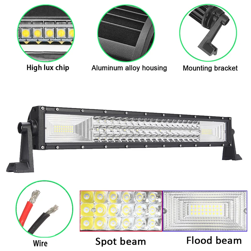 tri row 22 34 42 50 inch straight led light bar offroad combo beam spot flood barra led 4X4 4WD ATV SUV Truck Trailer Camper for Toyota Pickup truck led work driving light bar boat auto car automobile motorcycle fa