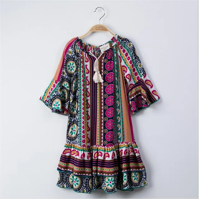 Spring Teenager Vintage Flower Dresses Junior Printed Floral Tassel Dress 2018 Big Kids Girls Fashion Clothing Spring Teenager Vintage Flower Dresses Junior Printed Floral Tassel Dress 2018 Big Kids Girls Fashion Clothing