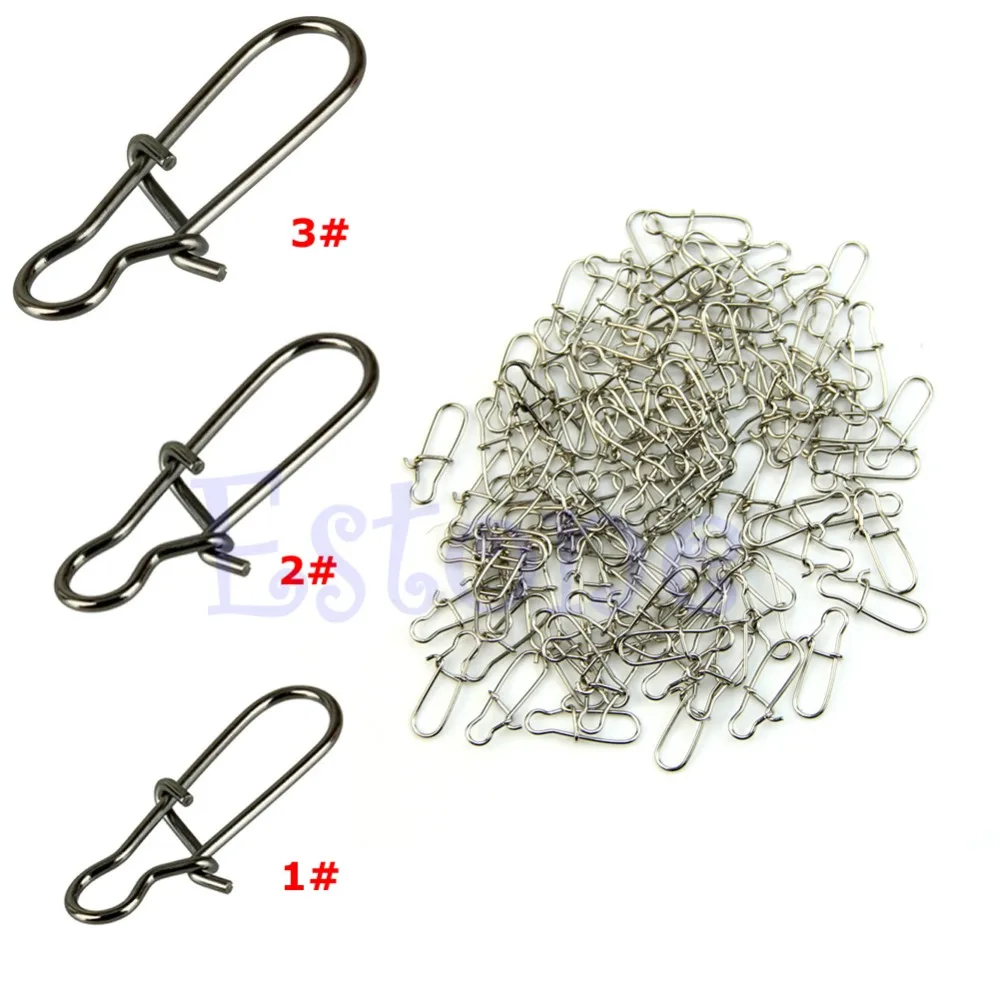 

100pcs Nice Fastlock Snap Fishing Barrel Swivel Safety Snaps Hooks Fishhook