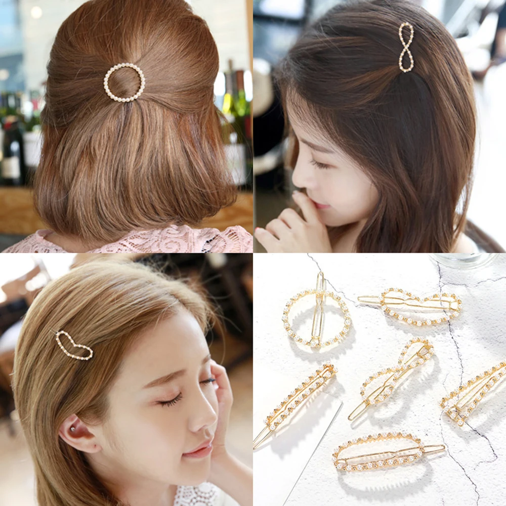 1pc Simple Pearl Hair Clip Elegant Geometric Hairpin Ladies Bangs Clip Accessories Fashion Women Girls Metal Hair Clip 1pc Simple Pearl Hair Clip Elegant Geometric Hairpin Ladies Bangs Clip Accessories Fashion Women Girls Metal Hair Clip