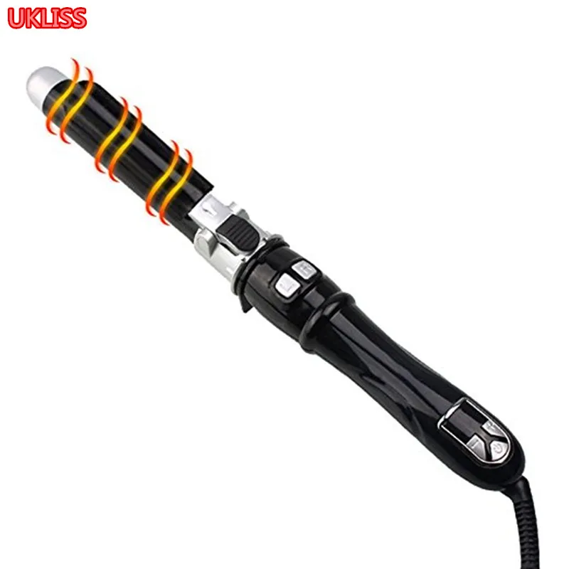 セラミック電気髪ヘアアイロン 1 インチ自動回転カーラー LCD ヘアスタイラープロのスタイリングツール