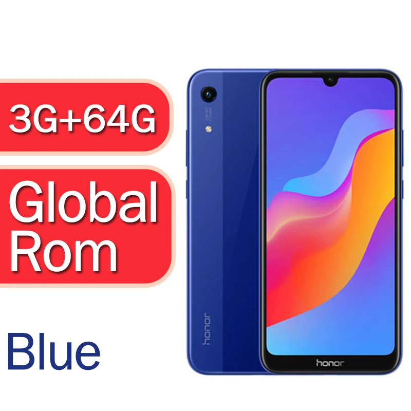 Оригинальная глобальная версия на выбор Honor 8A 6,0" MT6765 Восьмиядерный Android 9 для ухода за лицом ID 3020 мАч 3 слота для карт 4g смартфон - Цвет: 3G 64G Blue