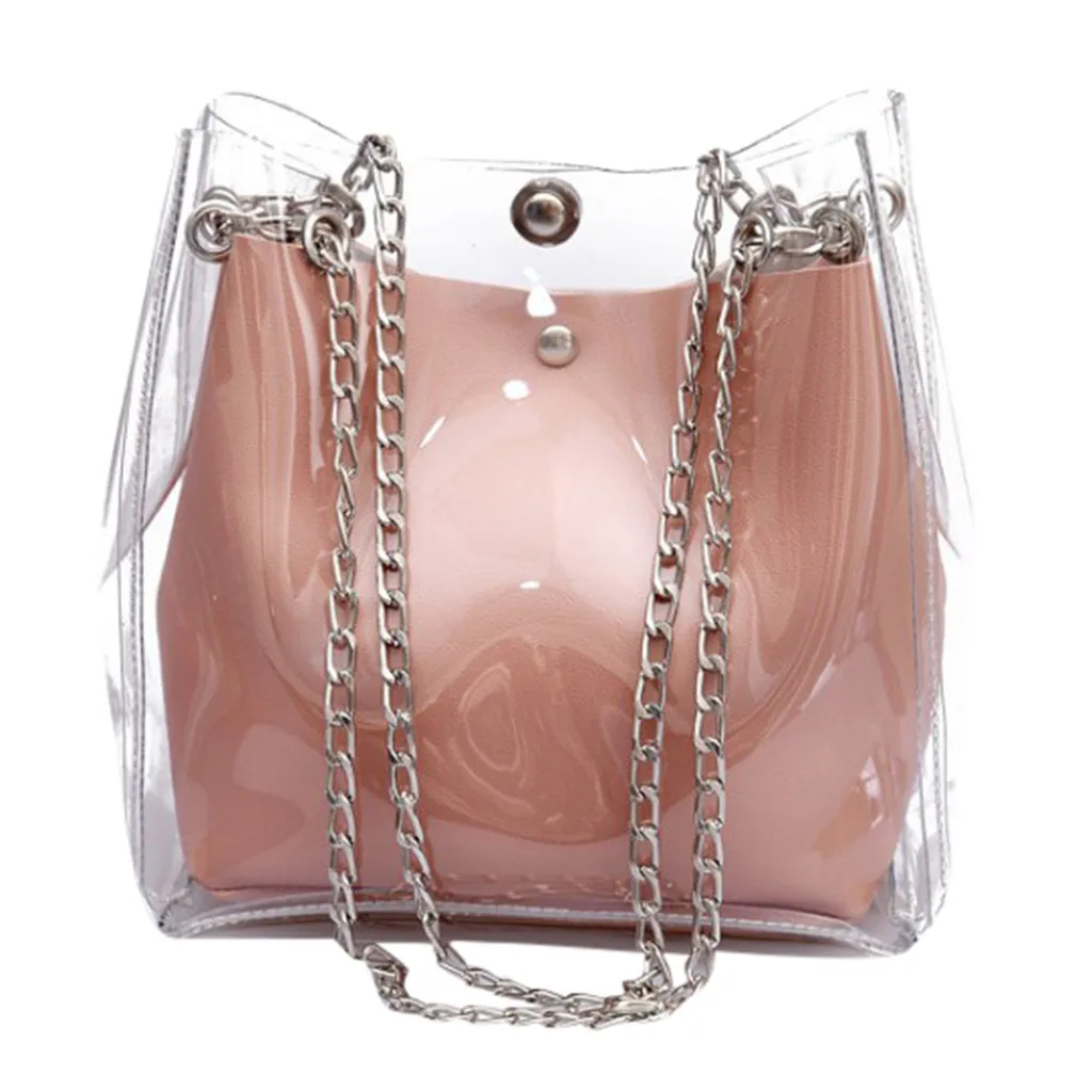 Women Small Transparent Bucket Bags Chain Bag Totes Compound Female Bag sac transparent femme Dropshipping