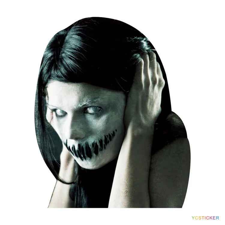 

high quality rear window women ghost graphics no adhesive decal sticker 3M removable reflective car wrap vinyl with suction-cup